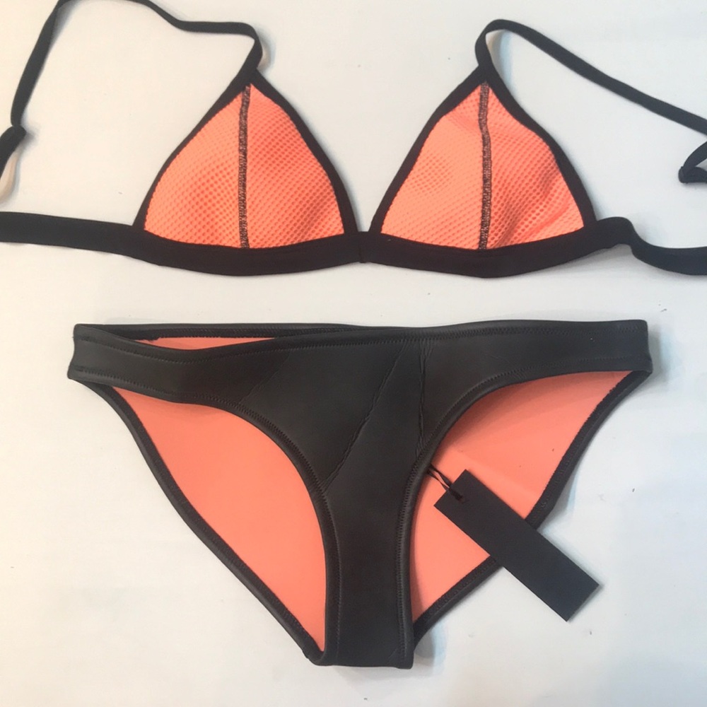 Triangl Bikini Set Neon Orange&leather. Reversible